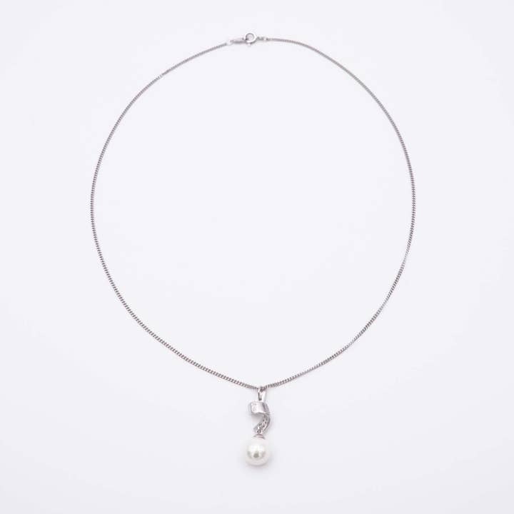 Pingente e corrente de pérola maiorquina - 10x31mm por atacado de France Perles