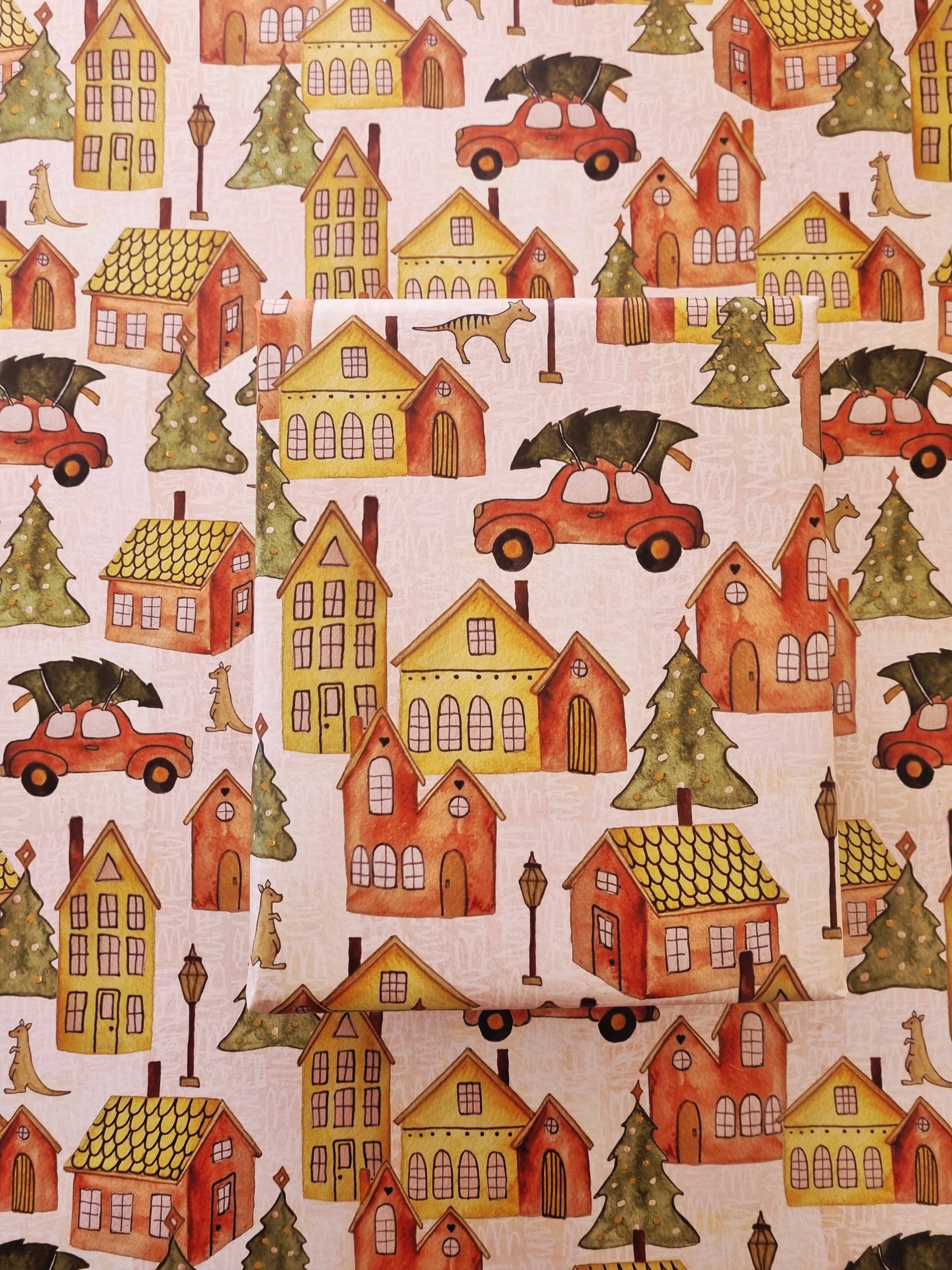 Bosa Art Co - Wholesale Flat Wrap - Wrapping Paper / Christmas Town (New Size)4