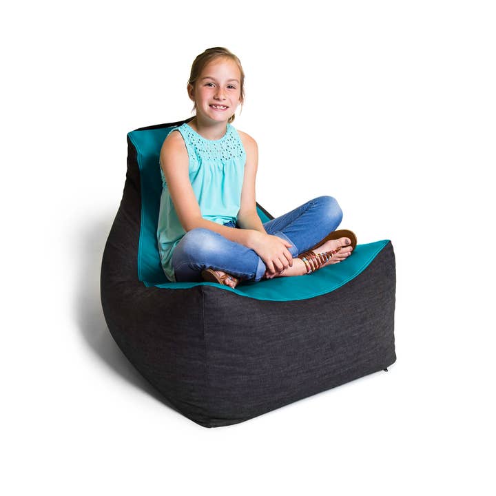 LuvU - Wholesale Chair - Jaxx Pixel Gamer Bean Bag Chair, Premium Vinyl / Dark Denim74