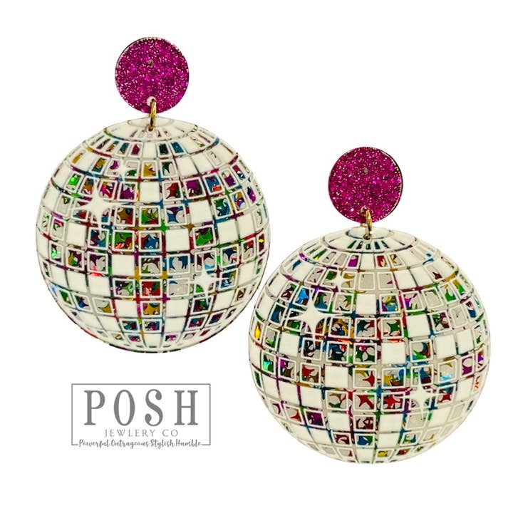 Multi Color Disco ball earring for wholesale on Faire