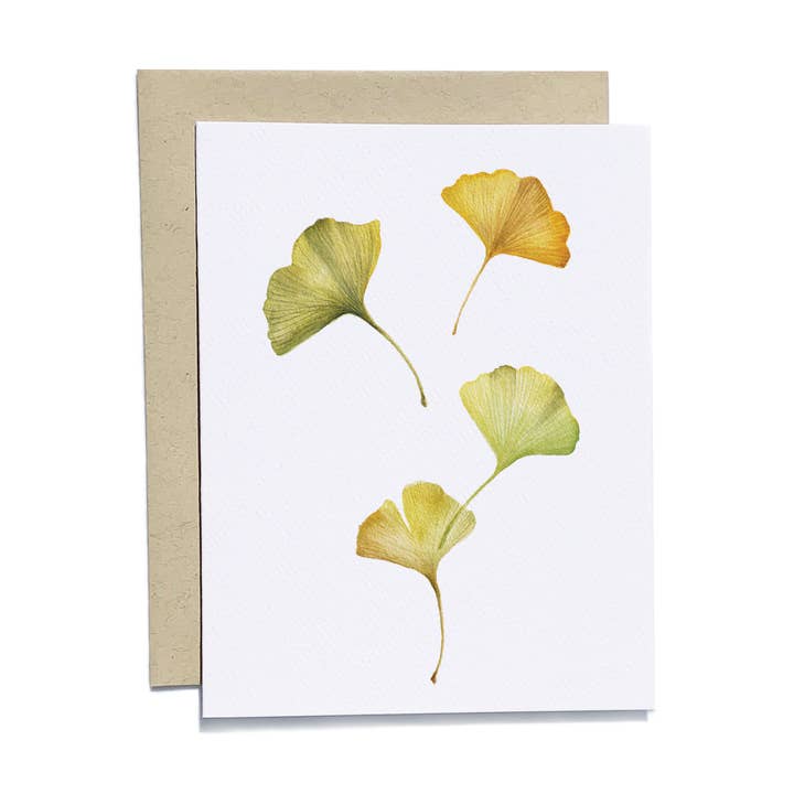 Fall Gingko Leaves Greeting Card for wholesale by Kylie Paper Co.