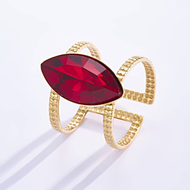 BYREN | ÉLINE L'ATELIER - Venta al por mayor Anillo de banda/apilable - Anillo Con Piedra De Color En Acero Inoxidable 424RX825
