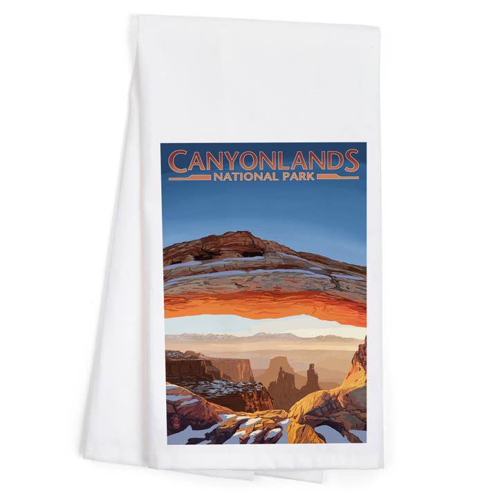 Lantern Press - Wholesale Tea Towel - ORGANIC TEA TOWEL Canyonlands National Park Arch, Painterly
