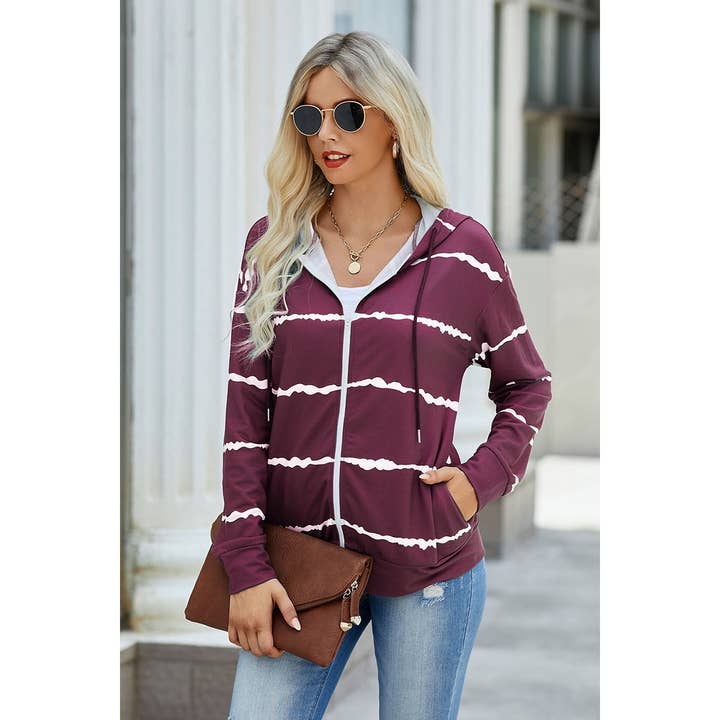 Supreme Fashion - Wholesale Hoodie - Women's - Zipper Strip Long Sleeves Loose Hoodie