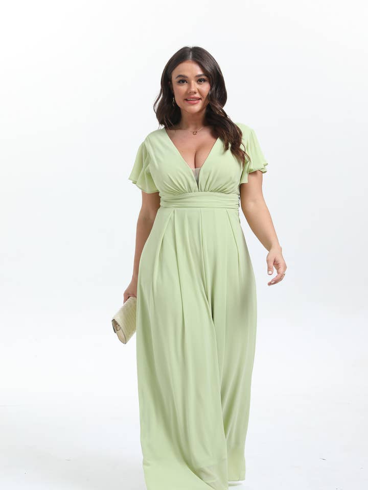Plus size short sleeve ceremonial jumpsuit 2598 for wholesale by Lucas & Emma - Sarl RJ & co