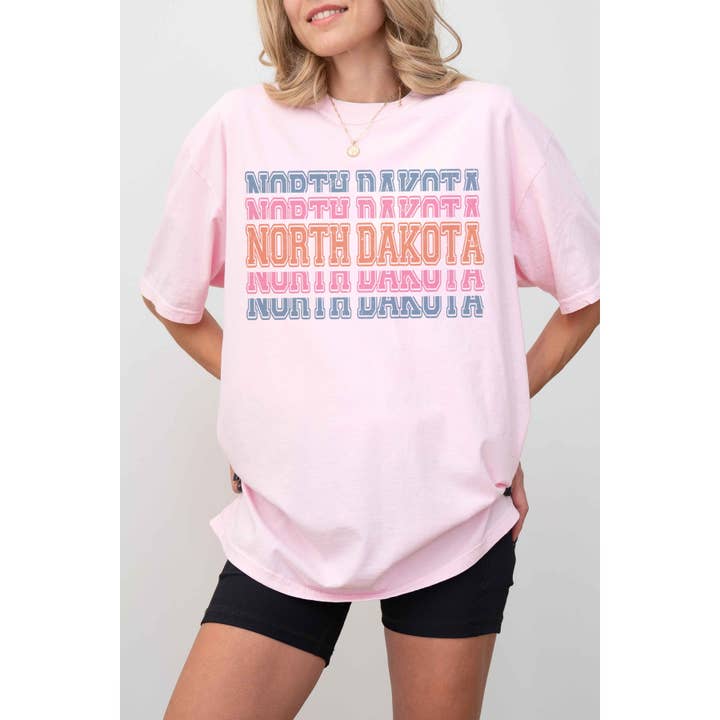 T-shirt grafica oversize MULTI NORTH DAKOTA per la vendita all'ingrosso da parte di A. BLUSH CO
