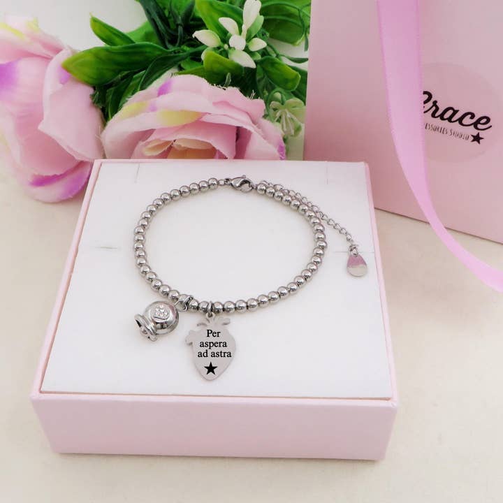 Daemon srls - Wholesale Charm/Dangle Bracelet - HUMAN HEART charm BRACCIALE Pallini ~ ACCIAIO inossidabile - Bracciale cuore anatomico con ciondoli