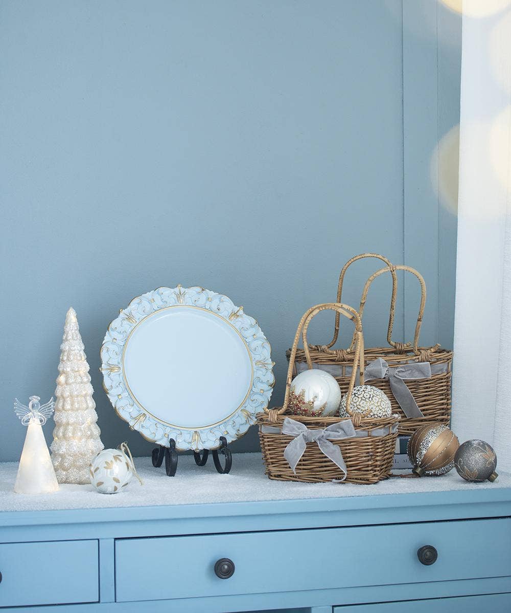 A&B Home Group Inc. - Wholesale Ornament - D4" Glass Xmas Ball Ornament - White/Gold4