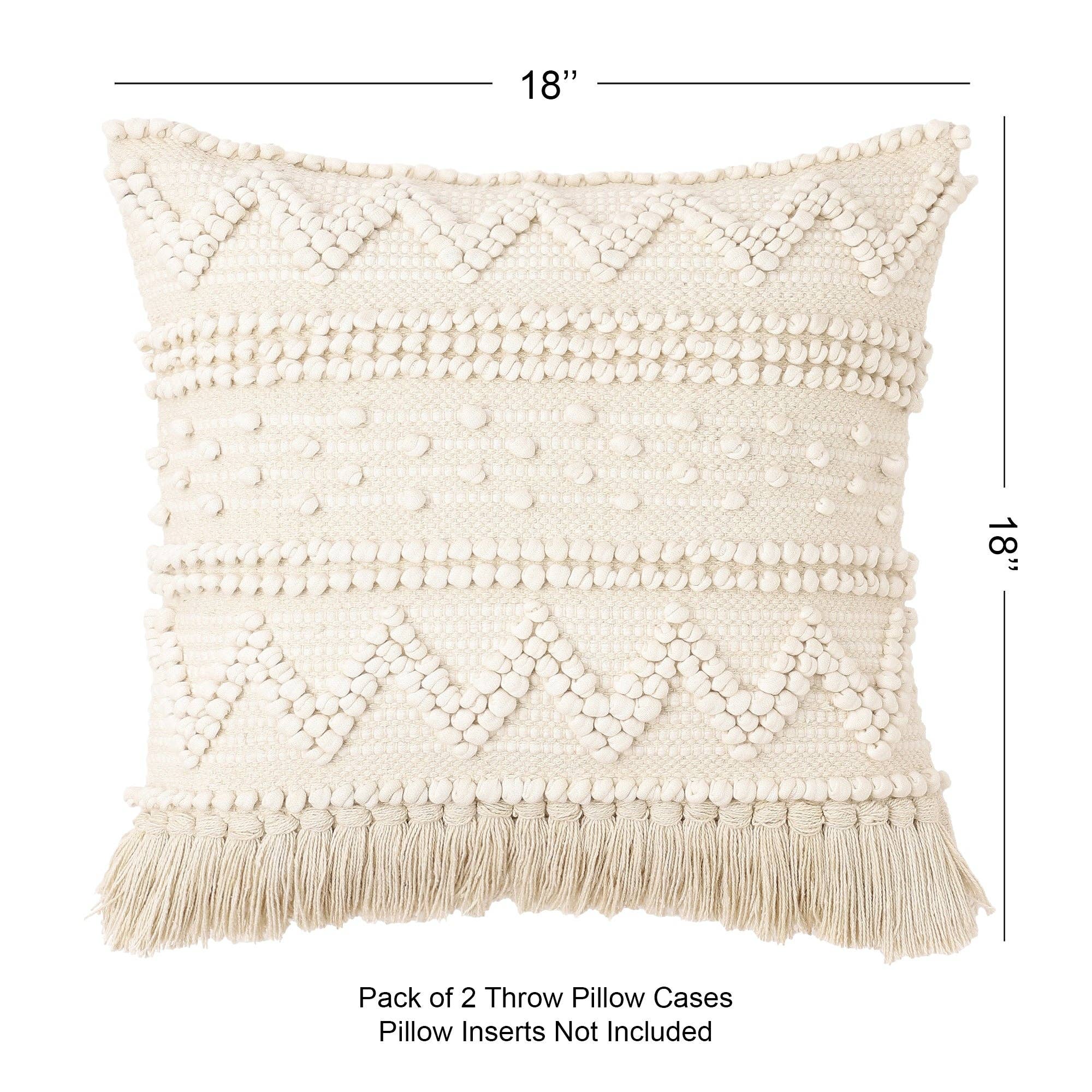 REDEARTH - Wholesale Throw Pillow Cover - · REDEARTH · Boho Textured Throw Pillow Cushion Covers - Woven Tufted Decorative Farmhouse Cases Set for Couch - Bed - Chair - Dining - Patio - Outdoor - 100% Cotton (18"x18" - Natural) Pack of 21