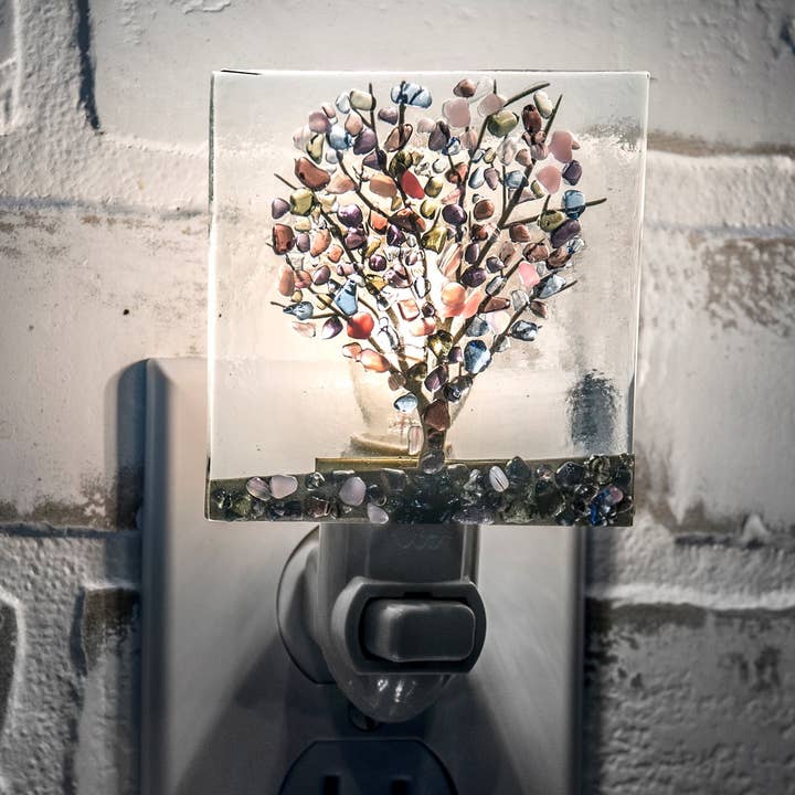 J Devlin Glass Art & Bert Anderson Collection - Wholesale Night Light - Tree Fused Fall Night Light J Devlin Ntl 159 Series