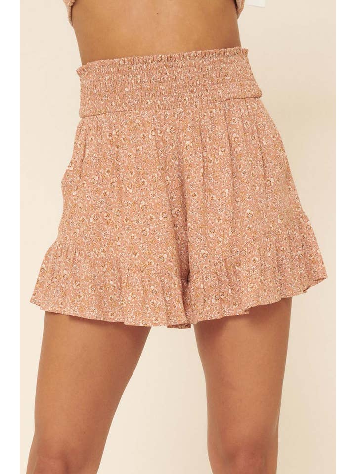 Promesa USA - Wholesale Shorts - Women's - Floral Smock Elastic Flared Wide Leg Shorts