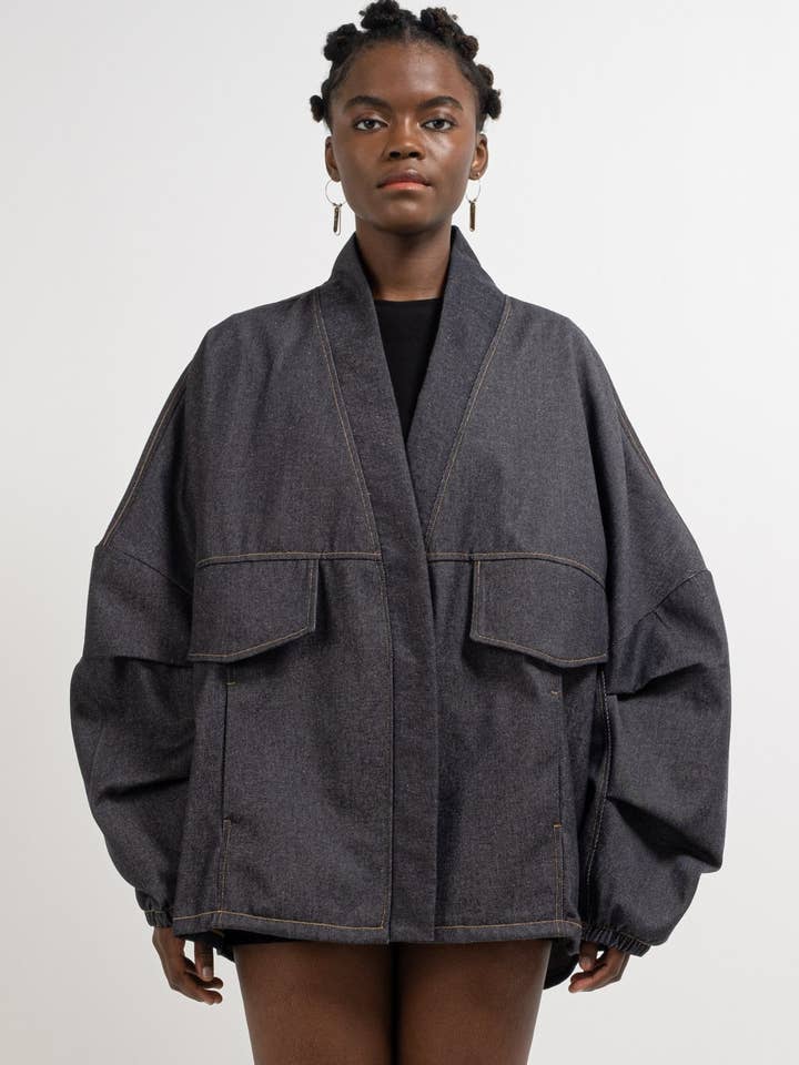 GIACCA IN DENIM APOC per la vendita all'ingrosso da parte di Mercy House Studio