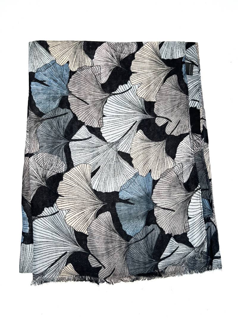 LINETA - Wholesale Scarf - Women's - HH-240 Ginkgo pattern printed scarf 6