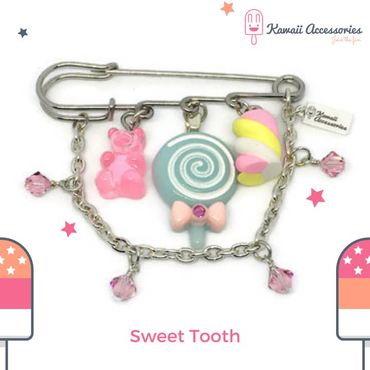 Kawaii Accessories by Kuroji - Wholesale Brooch - Sweet Tooth - Kawaii brooch1