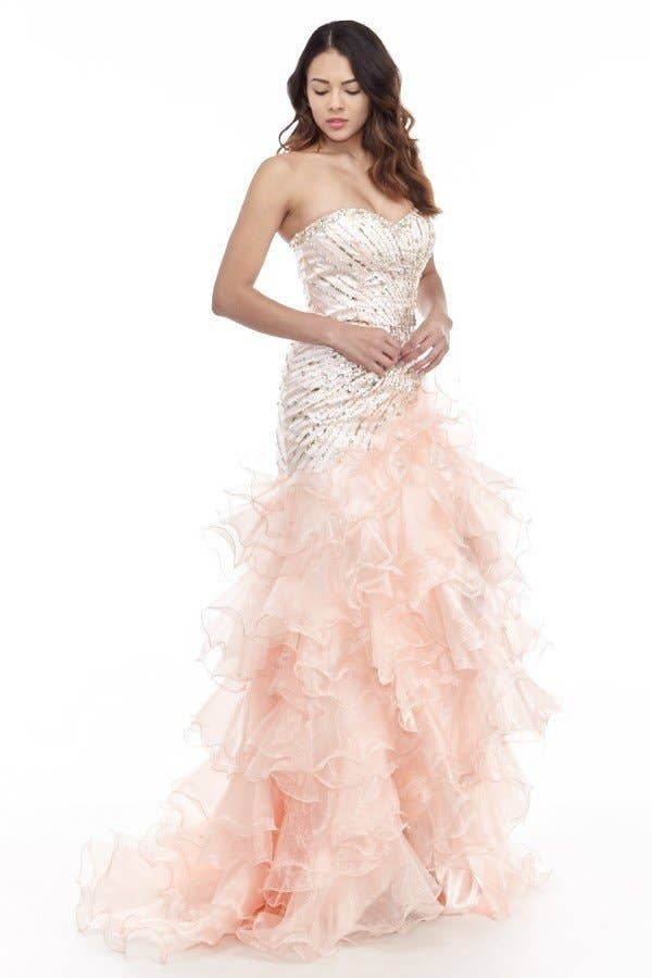 Chicas - Vente Robe de soirée – femme - Robe de bal longue en organza à décolleté cœur avec jupe asymétrique C85158