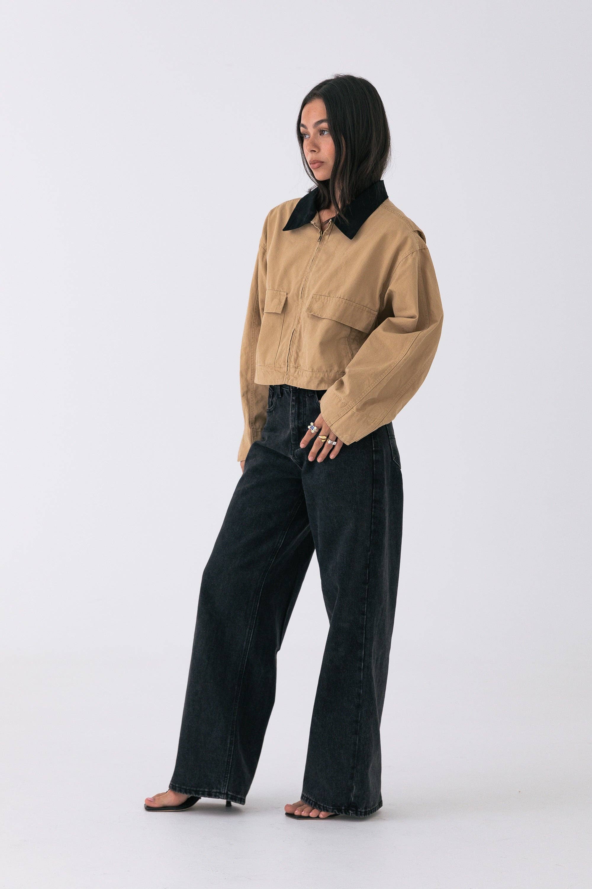 Cropped Barn Jacket - Sand for wholesale on Faire1