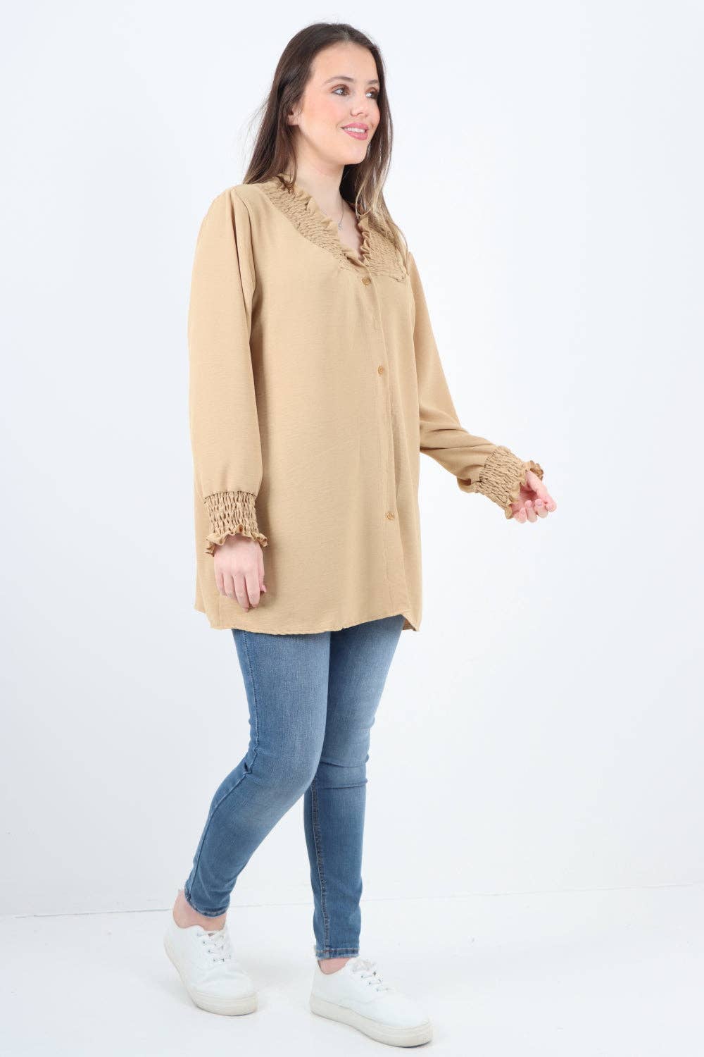 Miss Bold – wholesale Tunic – Women’s – Italian Shirred V Neck Long Sleeve Tunic Top30