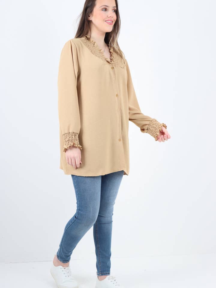 Miss Bold – wholesale Tunic – Women’s – Italian Shirred V Neck Long Sleeve Tunic Top30