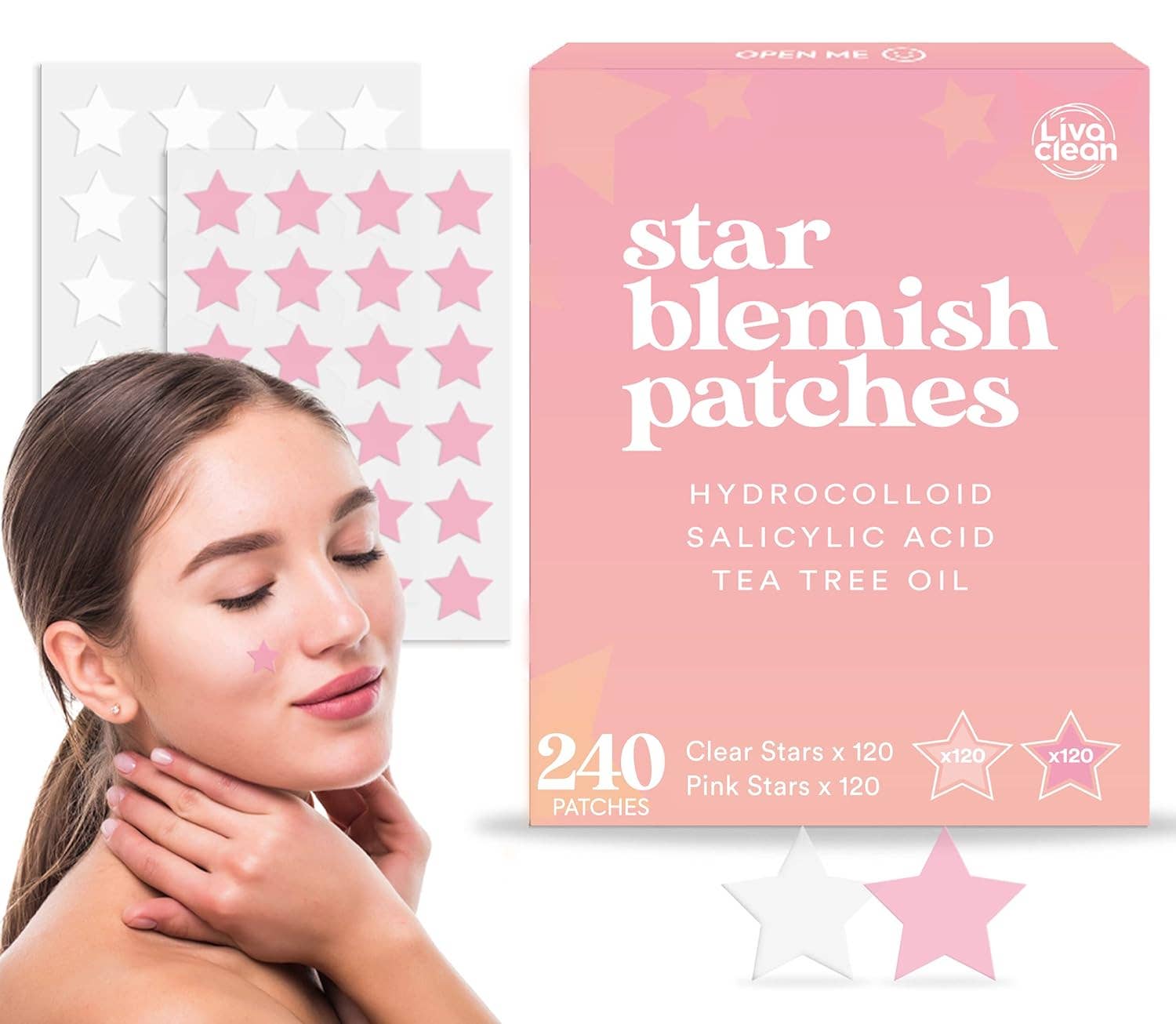 Livaclean - Wholesale Acne/Hydrocolloid Patch - 240 CT Pink & Clear Superstar Pimple Patches Hydrocolloid Patch Spot Treatment with Salicylic Acid & Tea Tree Oil0