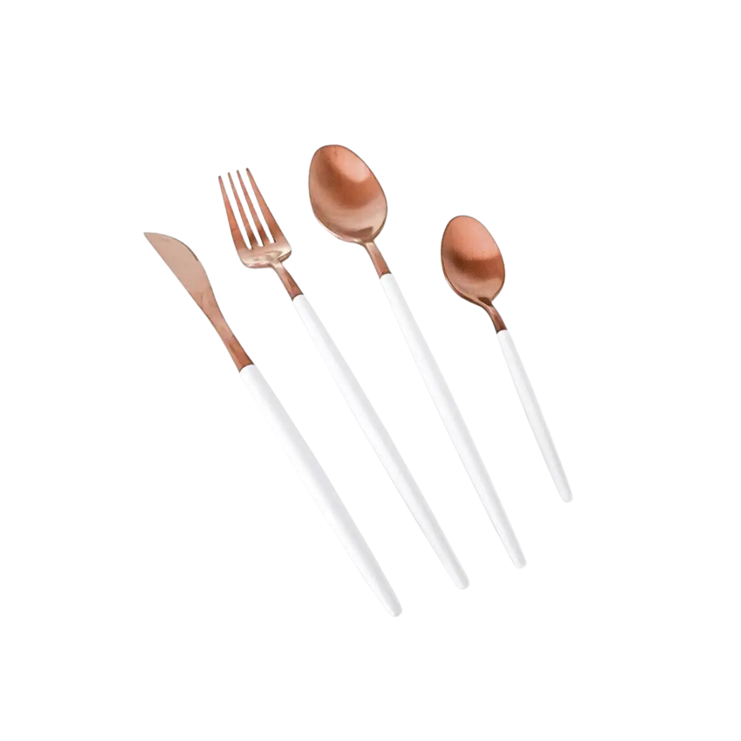 CLINQ - Wholesale Cutlery set - White and Copper Cutlery  (Set of 16)0
