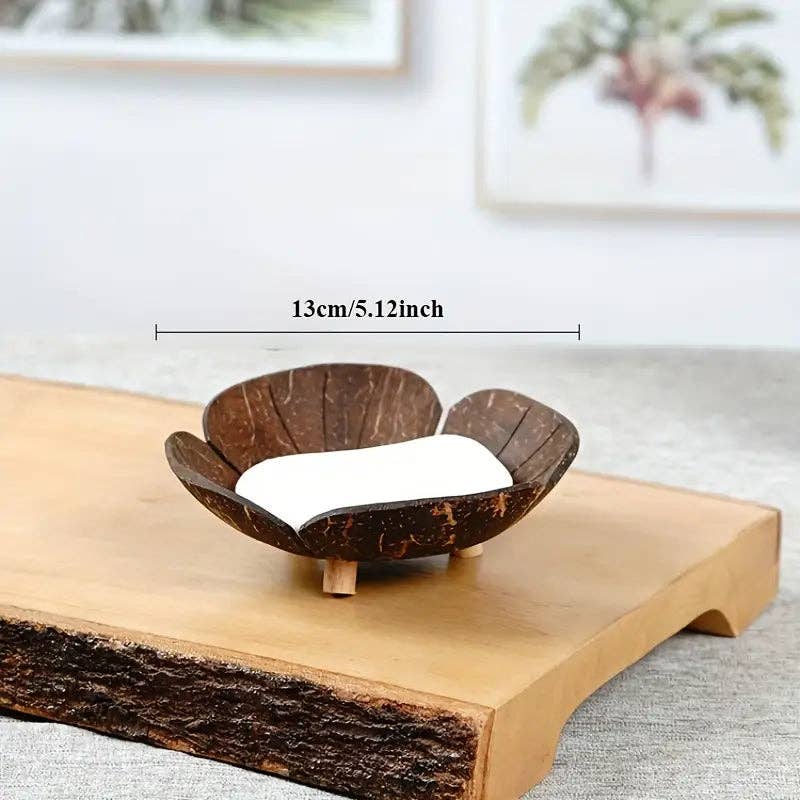 Huis Van Merken - Wholesale Bath Soap Dish - 1pc Hexagonal Wooden Soap Dish Coconut Shell Inspired Design1