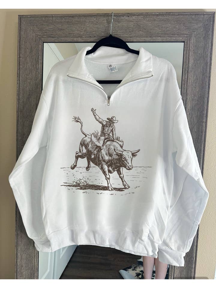Vintage Bull Rider Quarter Zip for wholesale by Gunpowder and Glam Boutique