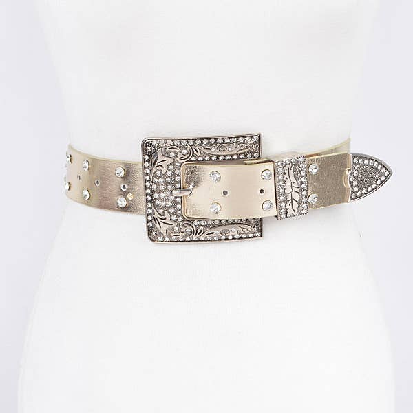 Shop Neighbors - Vendita all'ingrosso Cintura - Donna - Cintura metallizzata Plus Size con fibbia in strass con catena