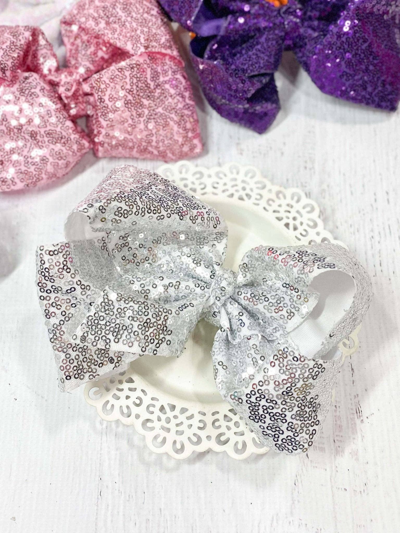 The Hair Bow Company - Wholesale Hair Bow - Kids - Sequin Texas Size Hair Bows - Alligator Clip - 6.5"8