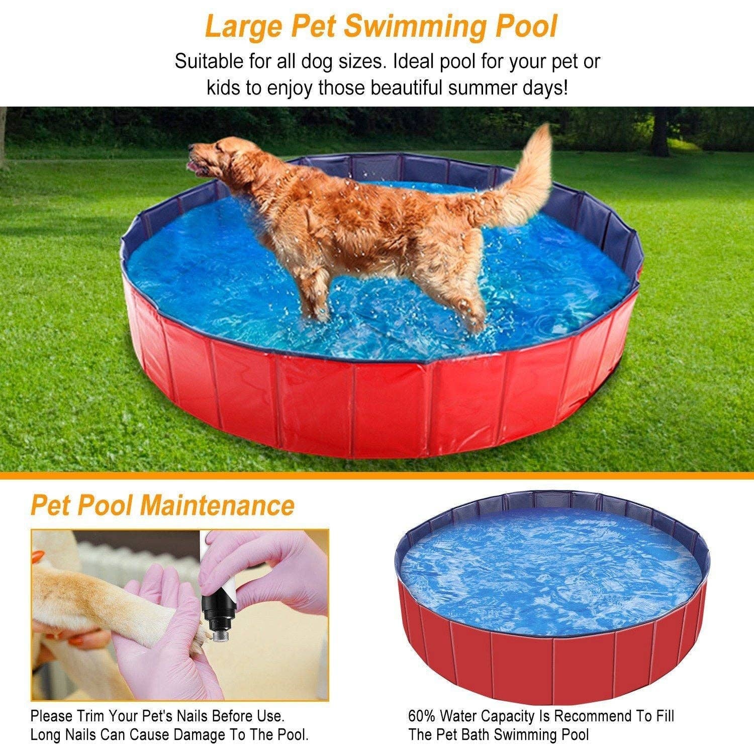 Naomi's Happy Place Shop – wholesale Inflatables – Foldable Pet Swimming Pool PVC Kiddie Baby Dog Swim Pool Bathing Tub Playmat Kids Pools14