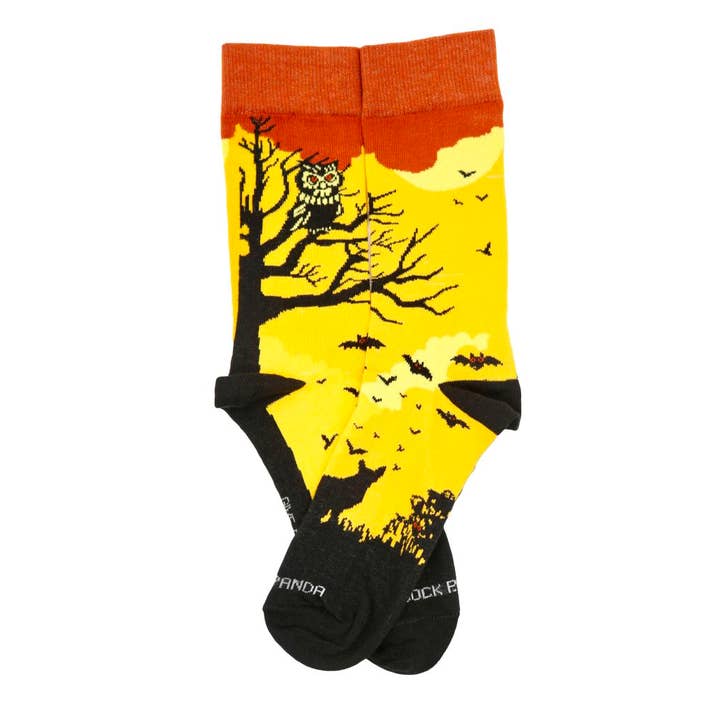 Nachdenkliche Socken „Eule ruht in einem Baum“ (Erwachsene, klein) für den Großhandel von Sock Panda