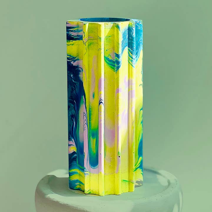 Medium Bud Vase or Storage Pot Marbled in Emerald for wholesale by Misshandled