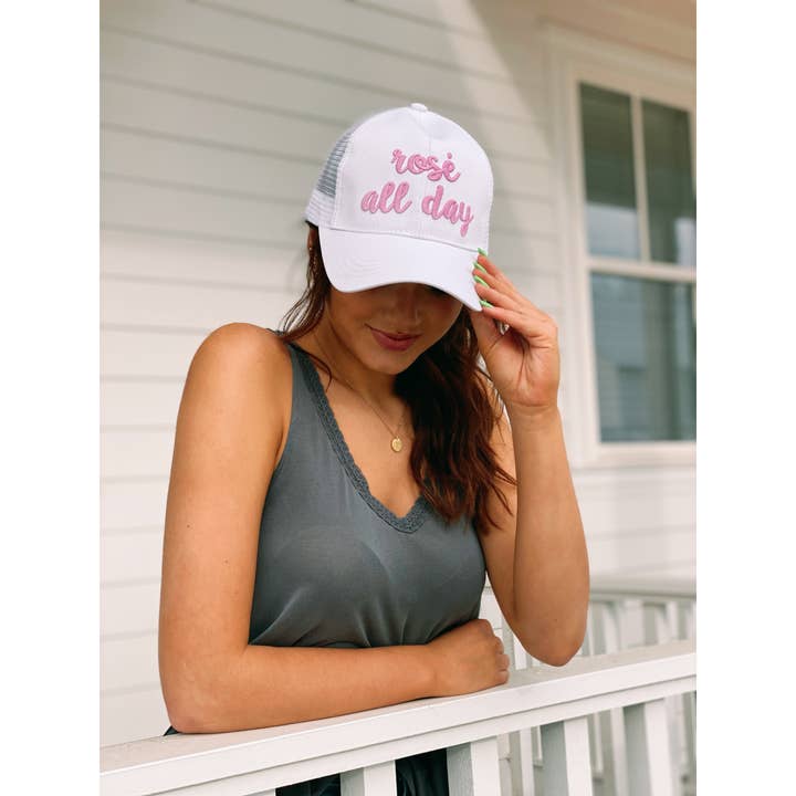 Rose All Day Embroidered High Ponytail CC Ball Cap BT10-RAD for wholesale by C.C Beanie