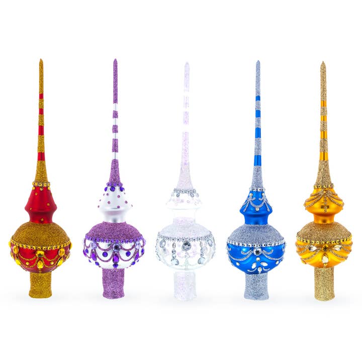 BestPysanky – wholesale Julstjärna – Elegant svart och guld filigrandesign glas julgransspira 11 tum