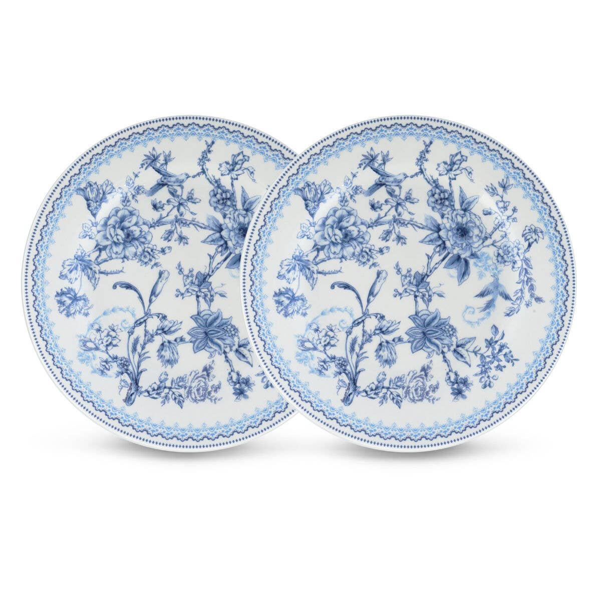 STP - Vente Assiette - Ensemble de 2 assiettes à dessert en porcelaine à fleurs bleues dans une boîte cadeau3