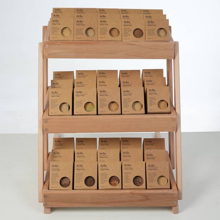 Avlia Home - Wholesale Retailer Display - Beauty & Wellness - 3-Tier Beech Display & 45pc Traditional Soap Starter Set3