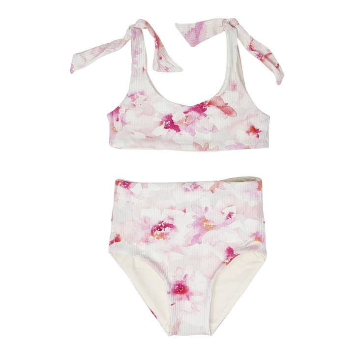 Bikini Mila pour filles à fleurs roses pour la vente par Saint Maddox