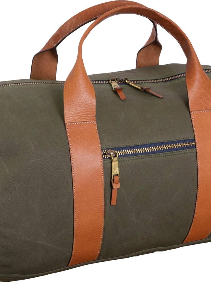 Voyager 21" Waxed Canvas Duffel - Olive for wholesale by Magid