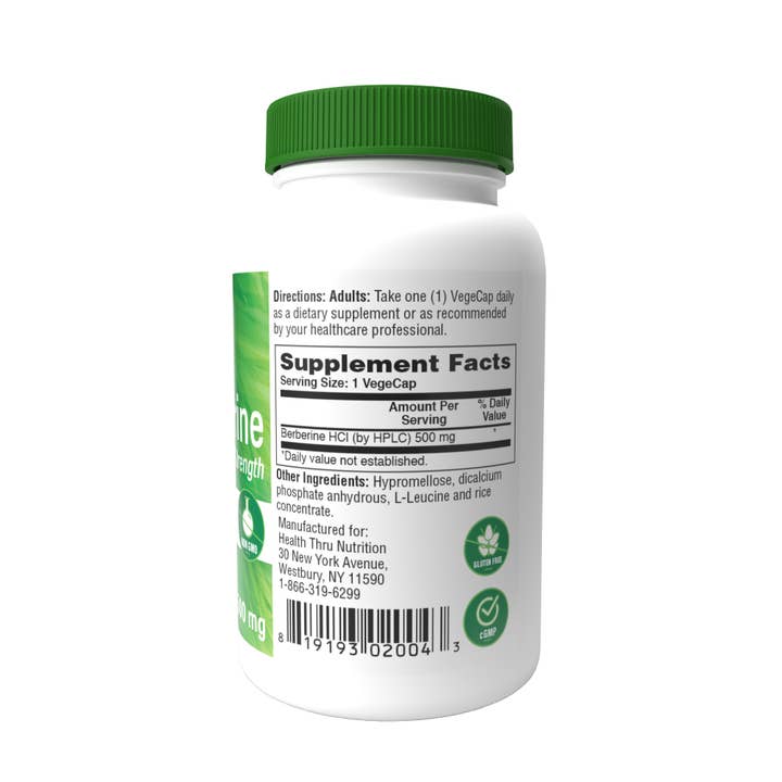 Health Thru Nutrition - Wholesale Oral Supplement/Vitamin - Berberine Hcl 500mg Vegan Certified Non-GMO 60 Vegecaps