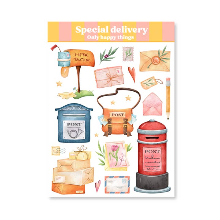 Stickervel Special delivery A6 for wholesale by Only Happy Things Stationery