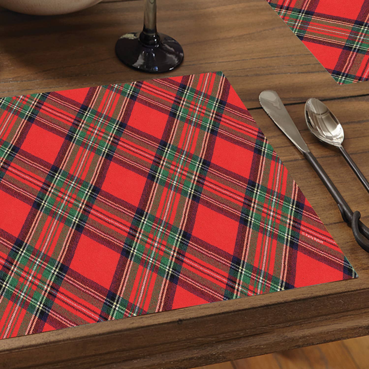 CounterArt/Highland Home/Thirstystone - Wholesale Disposable Placemat - "Christmas Plaid" Premium Paper Stock Placemats 24 Sheet3