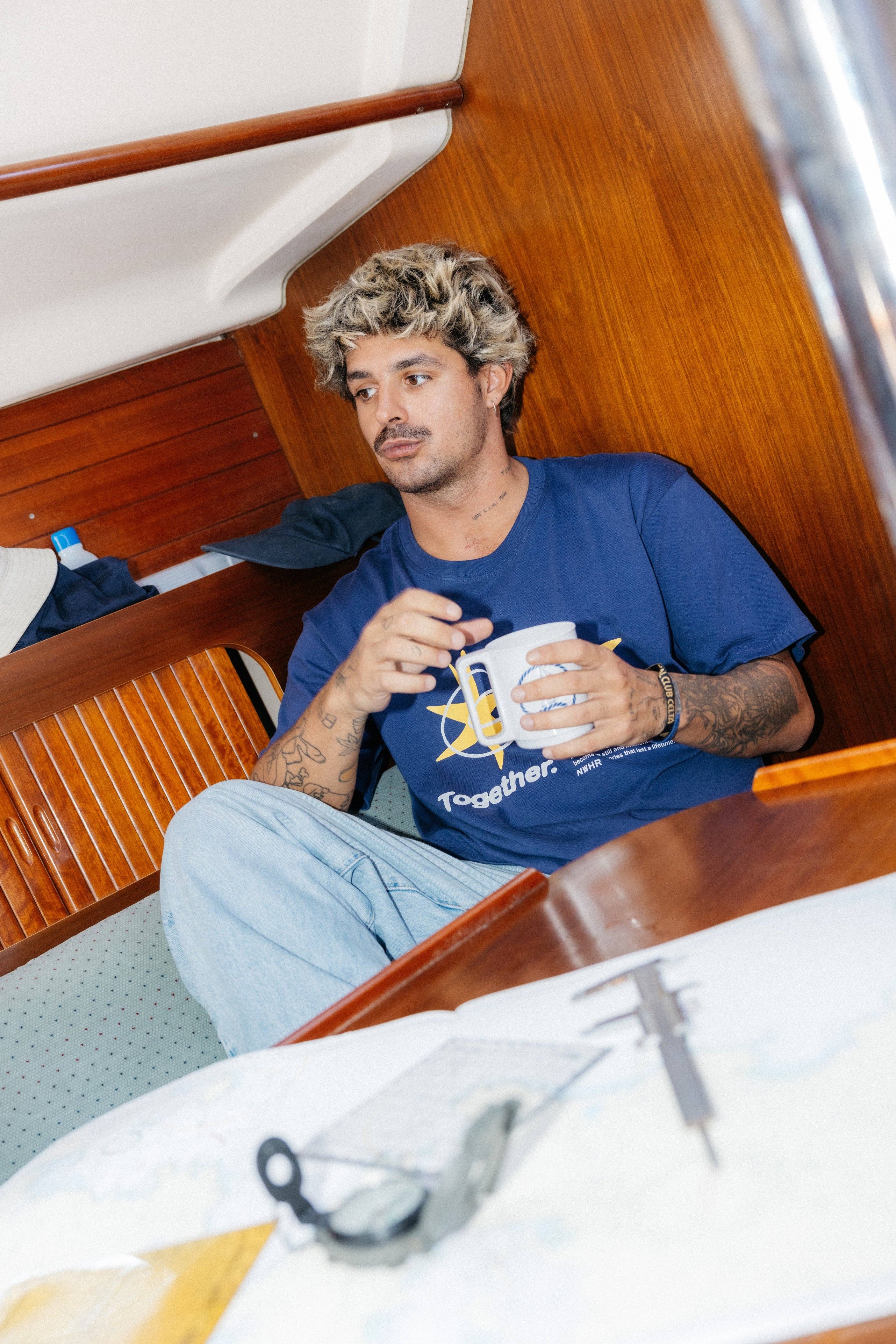 NWHR – wholesale Screen printed t-shirt – unisex – Star navy t-shirt - Organic Cotton3