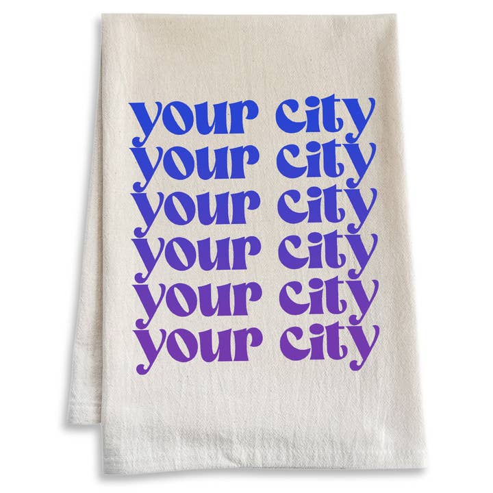Your City, Ombre - Oatmeal Kitchen Towels - Custom and other Purchase Wholesale personalized hand towels. Free Returns & Net 60 Terms on Faire trending on Faire.