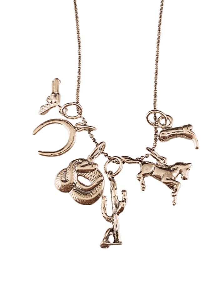 16” Wild West Charm Necklace with Sterling Silver Charms for wholesale by GK Designs