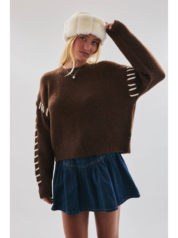 LE LIS - Wholesale Knit Sweater - Women's - STITCH DETAIL SWEATER TOP30