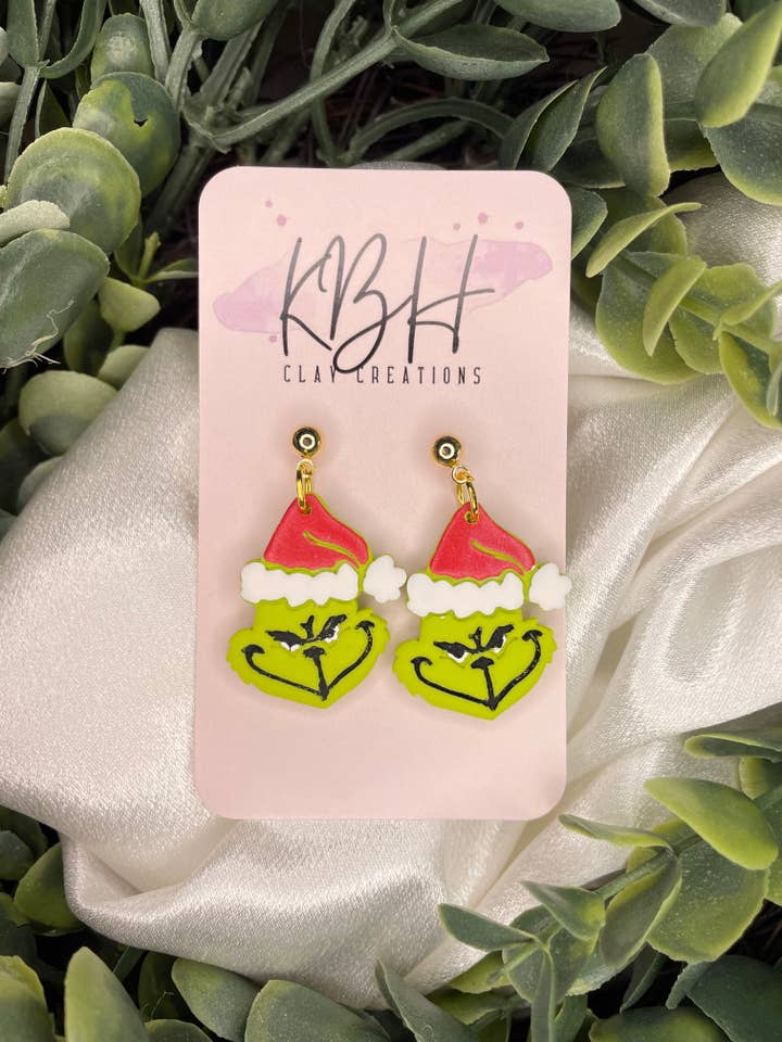 Light Green Dangle Clay Earrings for wholesale by KBH CREATIONS