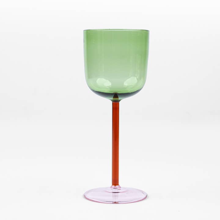 Color Pop Wine Glass - Green, 7.5 x 2.8 Inches for wholesale by Casa Amarosa