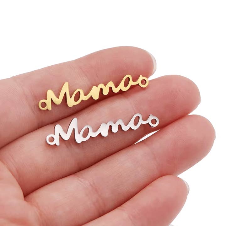 Ciondolo Connettore Mama - 32mm - Oro e Argento Inossidabile - Per Pezzo per la vendita all'ingrosso da parte di Continental Beads