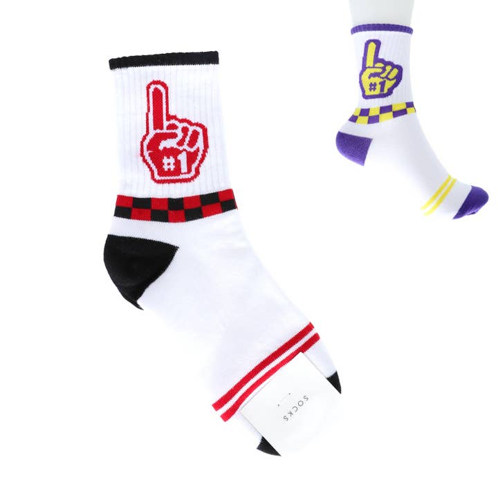 SP Sophia Collection - Wholesale Socks - Women's - Foam Hand Graphic Cotton Knit Women's Crew Socks