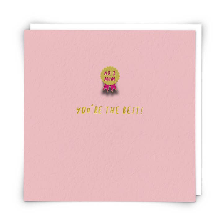 Biglietto di auguri per mamma n. 1 con spilla smaltata per la vendita all'ingrosso da parte di Redback Cards UK