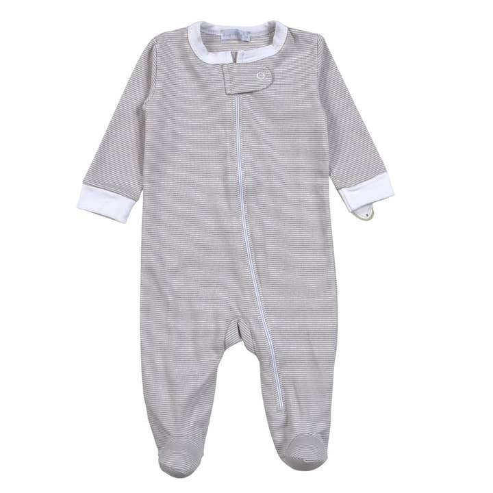 HGY-314 GREY STRIPES ZIPPER FOOTIE for wholesale by Hug Me First